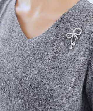 Tiaclasse 【安田美沙子さん着用】キュービックリボンモチーフブローチ シルバー