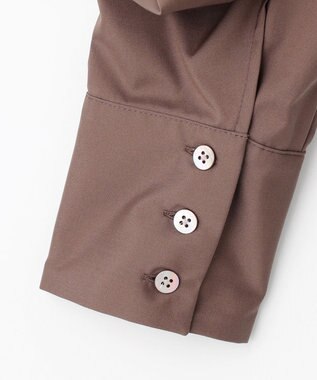 #Newans 【アイロンいらず】尖り襟ギャザースリーブブラウス ブラウン