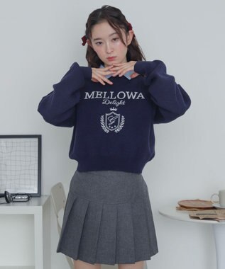 WEGO シャツドッキングジャガードニット ネイビー