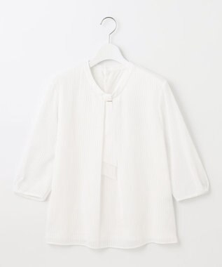 J.PRESS LADIES L シャドーストライプ ボウタイ カットソー ホワイト系1