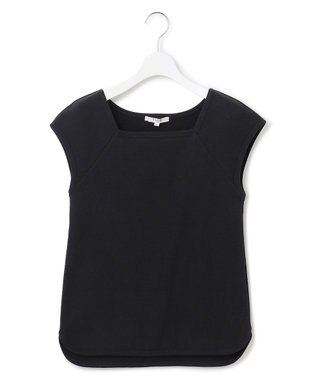 23区 【SLOW/一部店舗限定】ミドルフライスジャージー キャップスリーブカットソー ブラック系