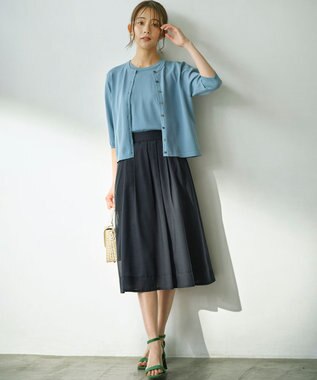 組曲 【2SET・WEB限定】フラワーレース5分袖ツイン ニット ブルー系