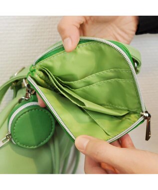UNBILLION cachecache バンジーコード巾着スマホショルダー グリーン