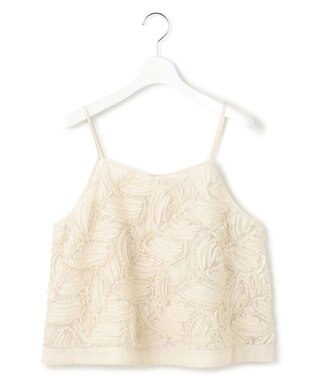 23区 L 【好評につき追加生産/洗える】リボンエンブロイダリー キャミソール ベージュ系