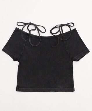 WEGO ヴィンテージウォッシュオフショルちびT スミクロ