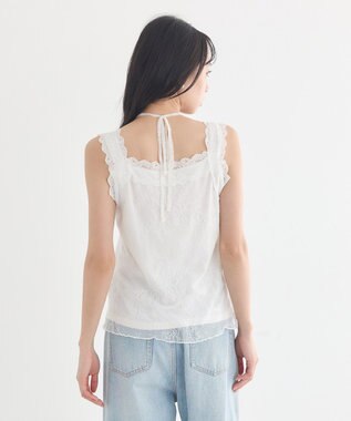 earth music&ecology 【2WAY/紐取り外し可能】総レースホルターネックキャミソール Off White