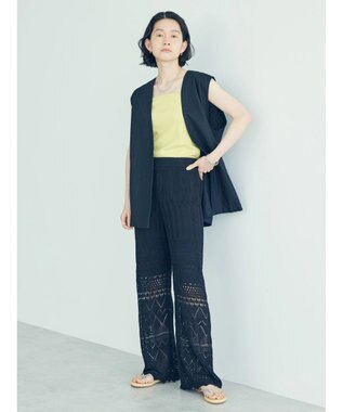 AMERICAN HOLIC 透かし編みニットパンツ Black