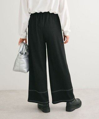 Green Parks 配色ステッチ楊柳イージーパンツ Black