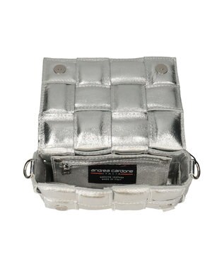 INTER-CHAUSSURES 【ANDREA CARDONE】イントレチャートレザーショルダーバッグ シルバー