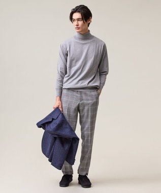 J.PRESS MEN 品よく暖かで首元からスマートに【ストレッチ / イージーケア】【FLEX YARN】タートルネック ニット ライトグレー系