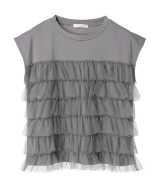 Green Parks フレンチスリーブチュールティアードプルオーバー Gray