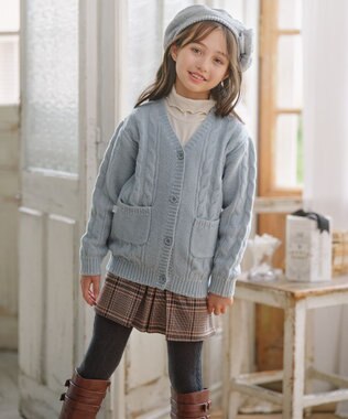 組曲 KIDS 【S-Lサイズ】 ケーブルニットカーディガン サックスブルー