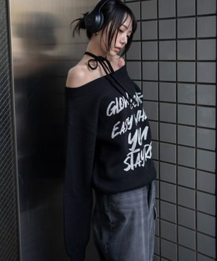 WEGO 2WAYショルダーリボンニット ブラック