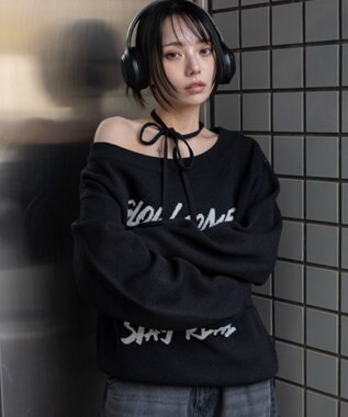 WEGO 2WAYショルダーリボンニット ブラック