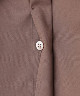 #Newans 【アイロンいらず】尖り襟ギャザースリーブブラウス ブラウン