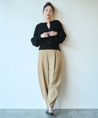 #Newans 【洗える】ボリュームスリーブニットカーディガン ブラック系