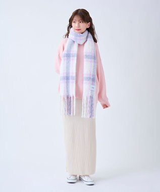 MOONBAT estaa ボリュームマフラー クラシックチェック／手洗い可 オフホワイト