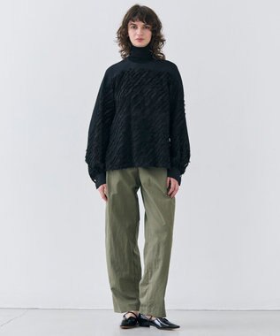 BEIGE， 【洗える】CROCUS / カービーシルエットタックパンツ Khaki