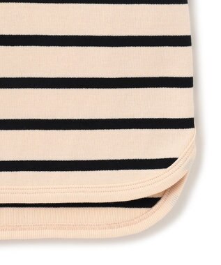 23区 【SLOW/一部店舗限定】ミドルフライスジャージー キャップスリーブカットソー アイボリーxブラックボーダー