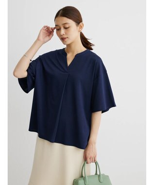 Green Parks BEST PRICE  スキッパー５分袖ブラウソー Dark Navy