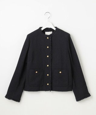 自由区 L 【SHIHOさん着用】ブライトリングツイード ジャケット ネイビー