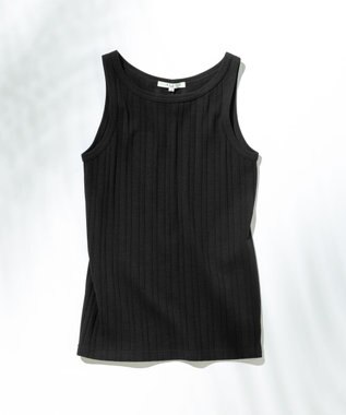 23区 【SLOW/洗える】ランダムリブフライス タンクトップ カットソー ブラック系
