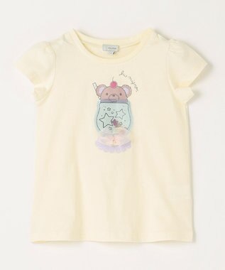 ANY KIDS シャラシャラ ビーズ入り Tシャツ クリーム×クマ