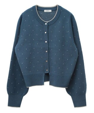 earth music&ecology ラメジャカードカーディガン Blue Green