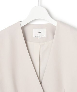 23区 【セットアップ対応/洗える】トリアセダブルジョーゼット ジレ ベージュ系