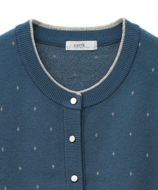 earth music&ecology ラメジャカードカーディガン Blue Green