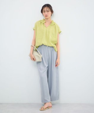 Green Parks セミワイドスラックスパンツ Light Gray
