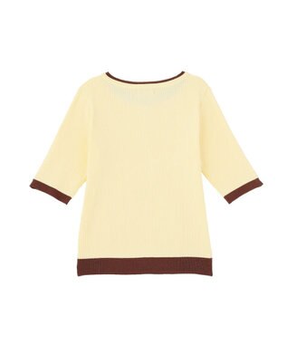earth music&ecology ヘンリーネック半袖ニットプルオーバー Yellow