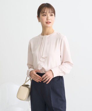 earth music&ecology 2WAYボウタイブラウス ピンクベージュ