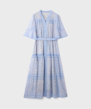 GRACE CONTINENTAL ペイズリーカレイドプリントワンピース ブルー