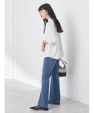 earth music&ecology ２ｗａｙフリル７分袖ブラウス Dot