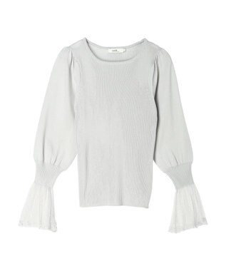 earth music&ecology 袖ポイントニットプルオーバー Ice Gray