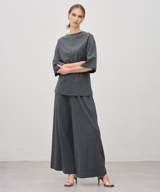 uncrave プレーンジャージー ギャザーパンツ チャコール