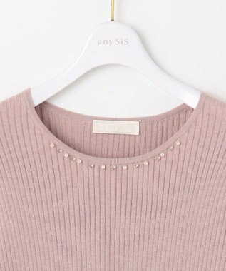 ANY SIS 【洗える】プチジュエル ニット ローズグレー