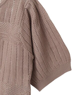 earth music&ecology ＳＥＴ２点レース編みペプラムカーデ＋スカート Pink Beige