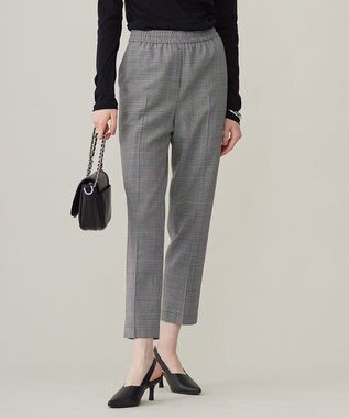 ICB 【洗える】ウール2WAYストレッチ ドロストパンツ グレンチェック系