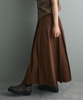 CRAFT STANDARD BOUTIQUE タックツイルプリーツスカート Brown