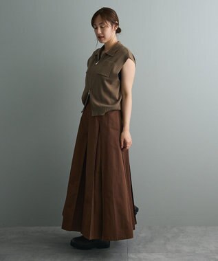 CRAFT STANDARD BOUTIQUE タックツイルプリーツスカート Brown