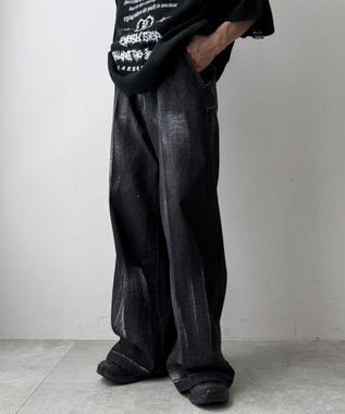 WEGO メタリックプリントデニムパンツ デニムブラックソノタ