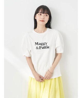 earth music&ecology フォルムスリーブ刺繍ロゴＴＥＥ Off White