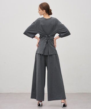 uncrave プレーンジャージー ギャザーパンツ チャコール