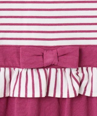組曲 KIDS 【150-160㎝】マリンボーダー ワンピース ラズベリー