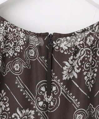 自由区 ロータスタイルプリント ワンピース ブラウン