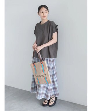 Te chichi 【接触冷感】ショルダータックTシャツ チャコールグレー