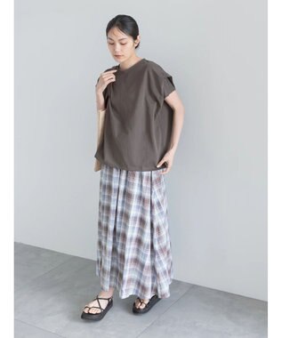 Te chichi 【接触冷感】ショルダータックTシャツ チャコールグレー