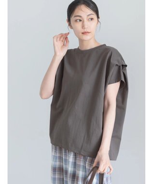 Te chichi 【接触冷感】ショルダータックTシャツ チャコールグレー